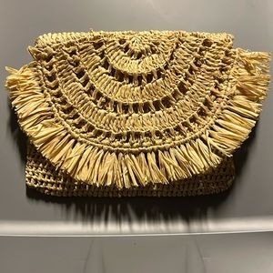 Mary Y Sol Tan Straw Clutch